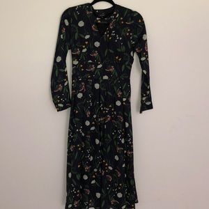 Floral Long Sleeve Midi Dress